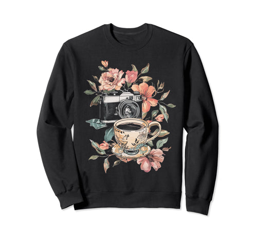 Photographer Coffee Camera Sweatshirt - Aesthetic Graphic Men Women - T-Shirt, Sweatshirt, Hoodie