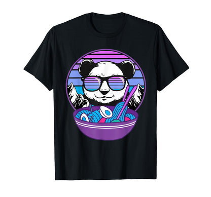 Ramen Bowl Panda Retrowave Sunset T-Shirt - Streetwear Style for Adults - T-Shirt, Sweatshirt, Hoodie