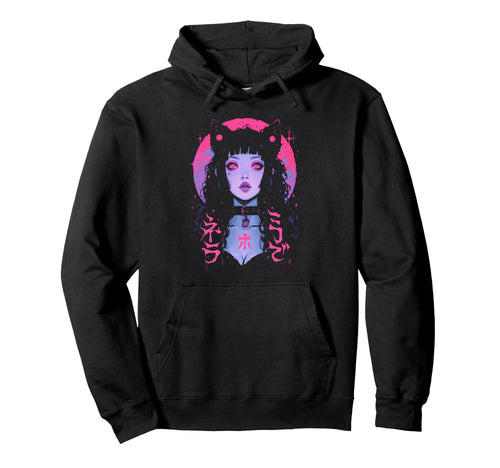 Goth Grunge Demon Anime Waifu Horror Hoodie - Novelty Apparel for Adults - T-Shirt, Sweatshirt, Hoodie