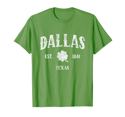 Dallas Texas Varsity Shamrock St T-Shirt - Trendy Graphic for Adults - T-Shirt, Sweatshirt, Hoodie
