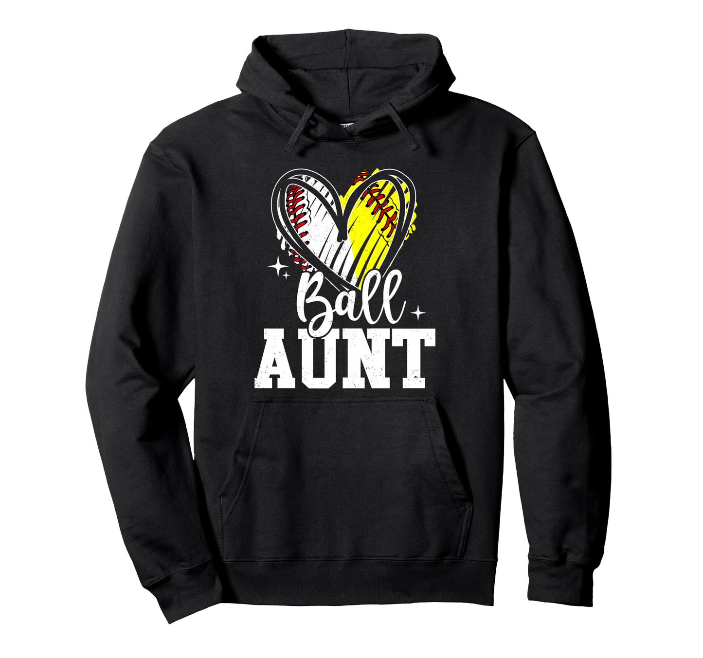 Ball Aunt Softball Baseball Aunt Both Hoodie - Custom Art Print Unisex - T-Shirt, Sweatshirt, Hoodie