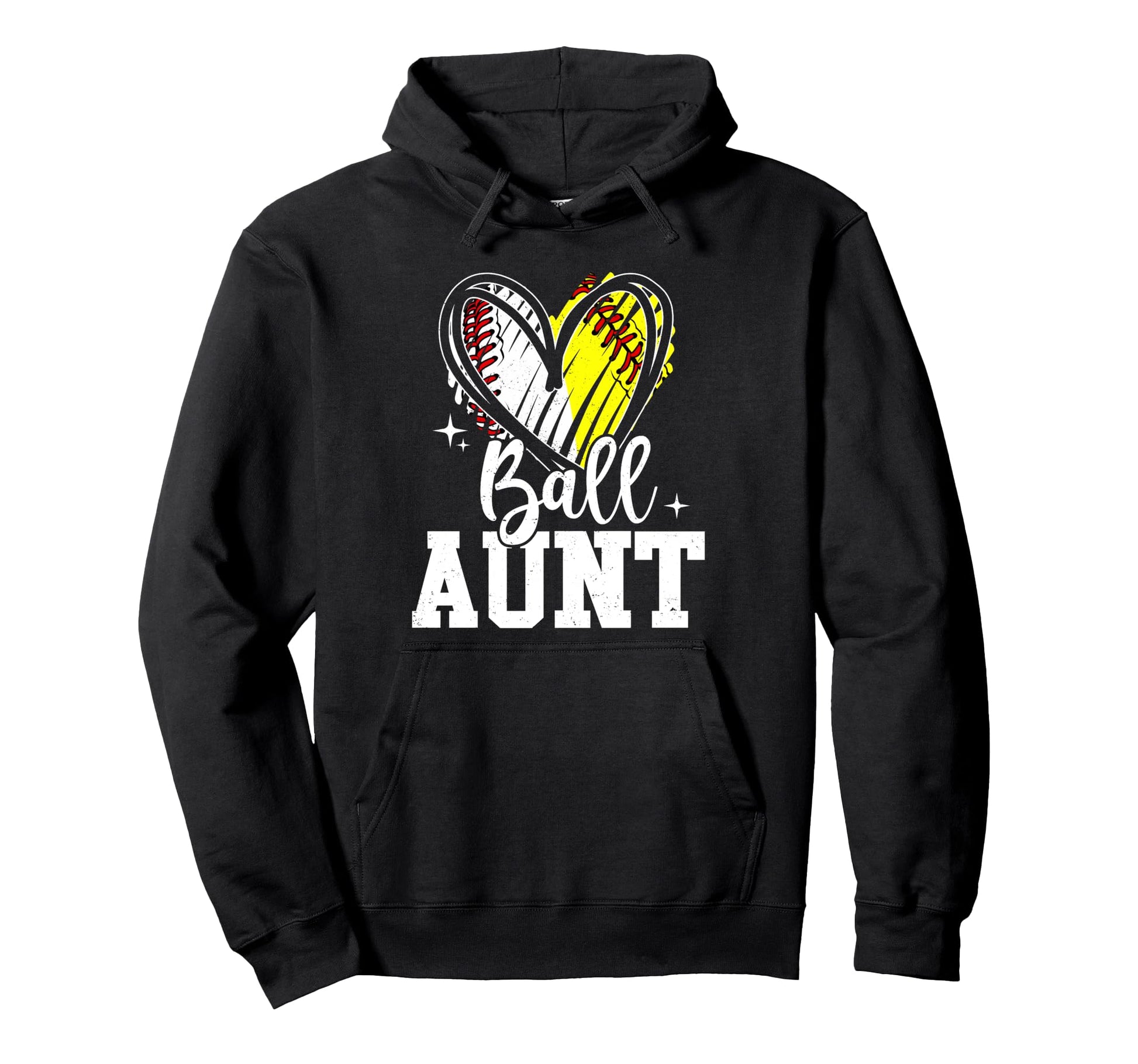 Ball Aunt Softball Baseball Aunt Both Hoodie - Custom Art Print Unisex - T-Shirt, Sweatshirt, Hoodie