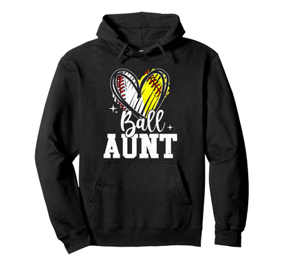 Ball Aunt Softball Baseball Aunt Both Hoodie - Custom Art Print Unisex - T-Shirt, Sweatshirt, Hoodie