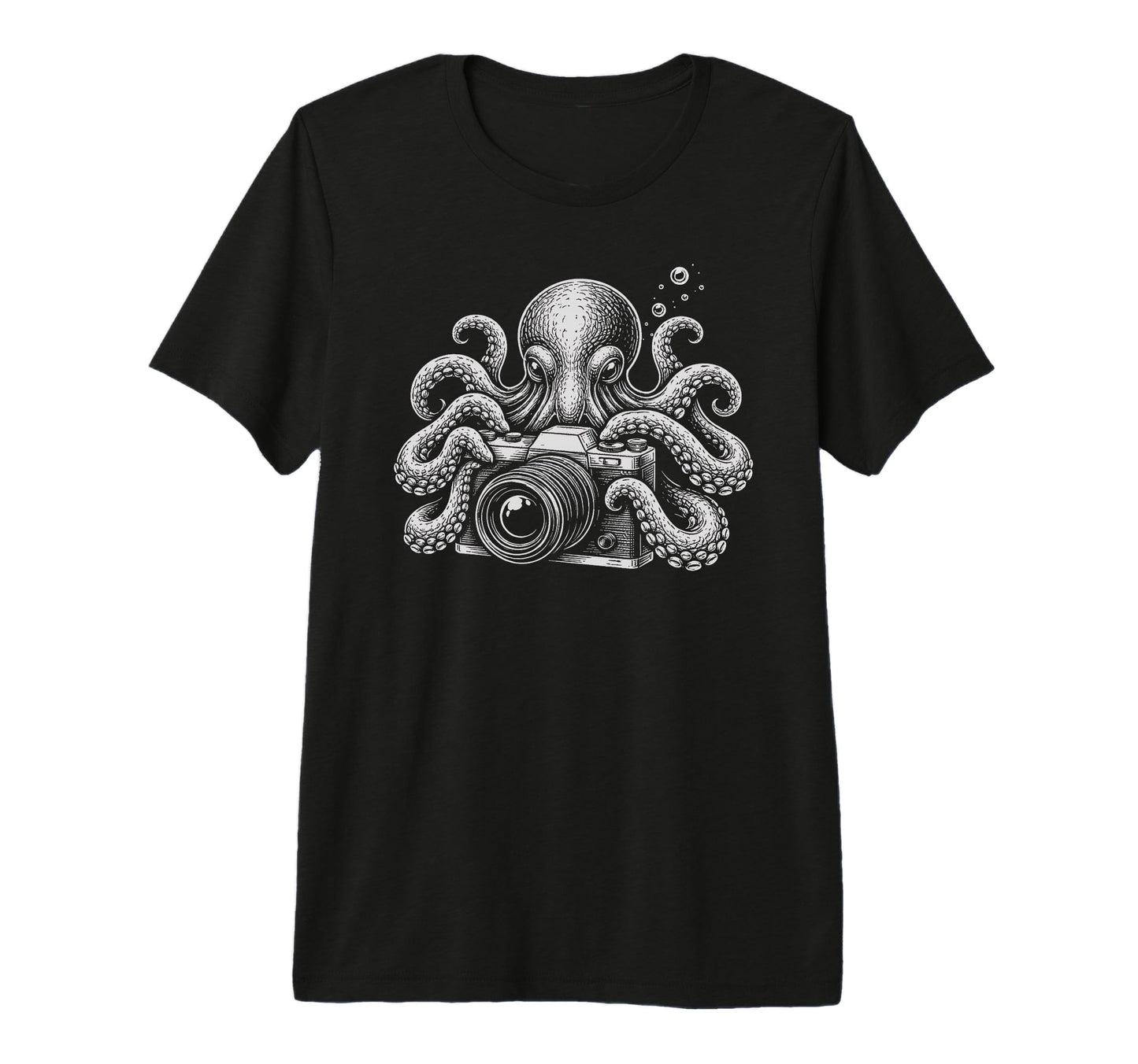 Photographer Octopus Camera Art T-Shirt - Custom Art Print Unisex - T-Shirt, Sweatshirt, Hoodie