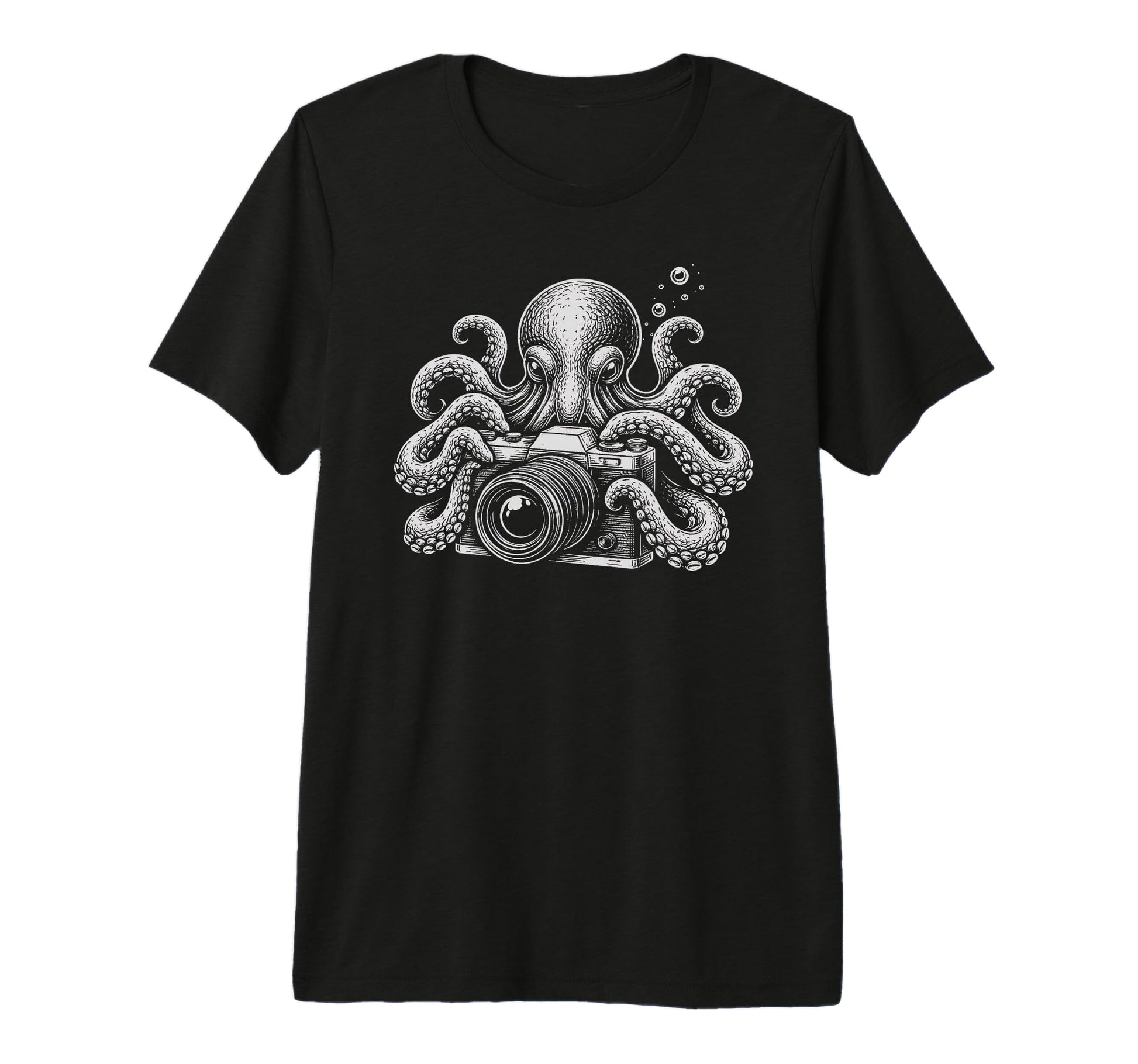 Photographer Octopus Camera Art T-Shirt - Custom Art Print Unisex - T-Shirt, Sweatshirt, Hoodie