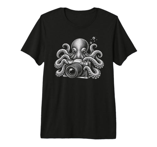 Photographer Octopus Camera Art T-Shirt - Custom Art Print Unisex - T-Shirt, Sweatshirt, Hoodie
