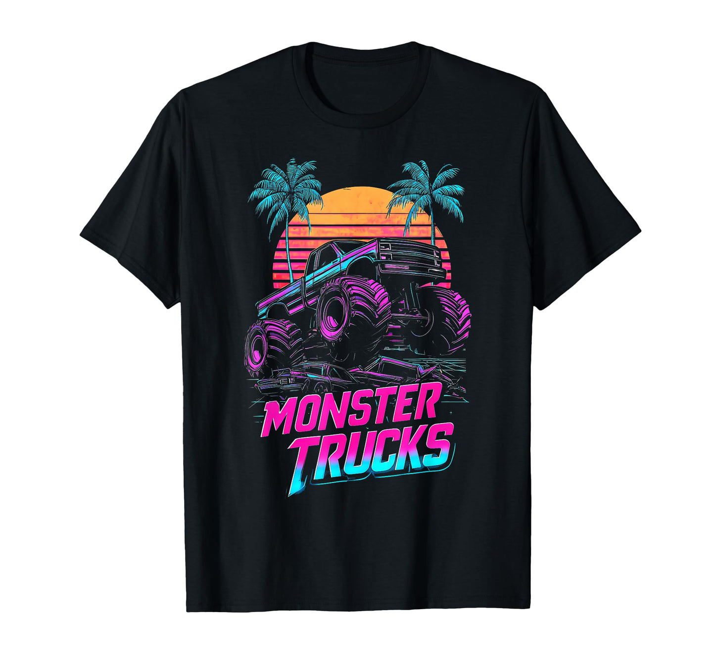 Monster Truck 4 Wheeler Vaporwave T-Shirt - Novelty Apparel Men Women - T-Shirt, Sweatshirt, Hoodie