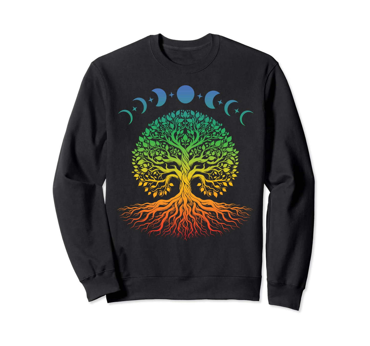 Tree Life Celestial Moon Phase Rainbow Sweatshirt - Custom Art Print Unisex - T-Shirt, Sweatshirt, Hoodie