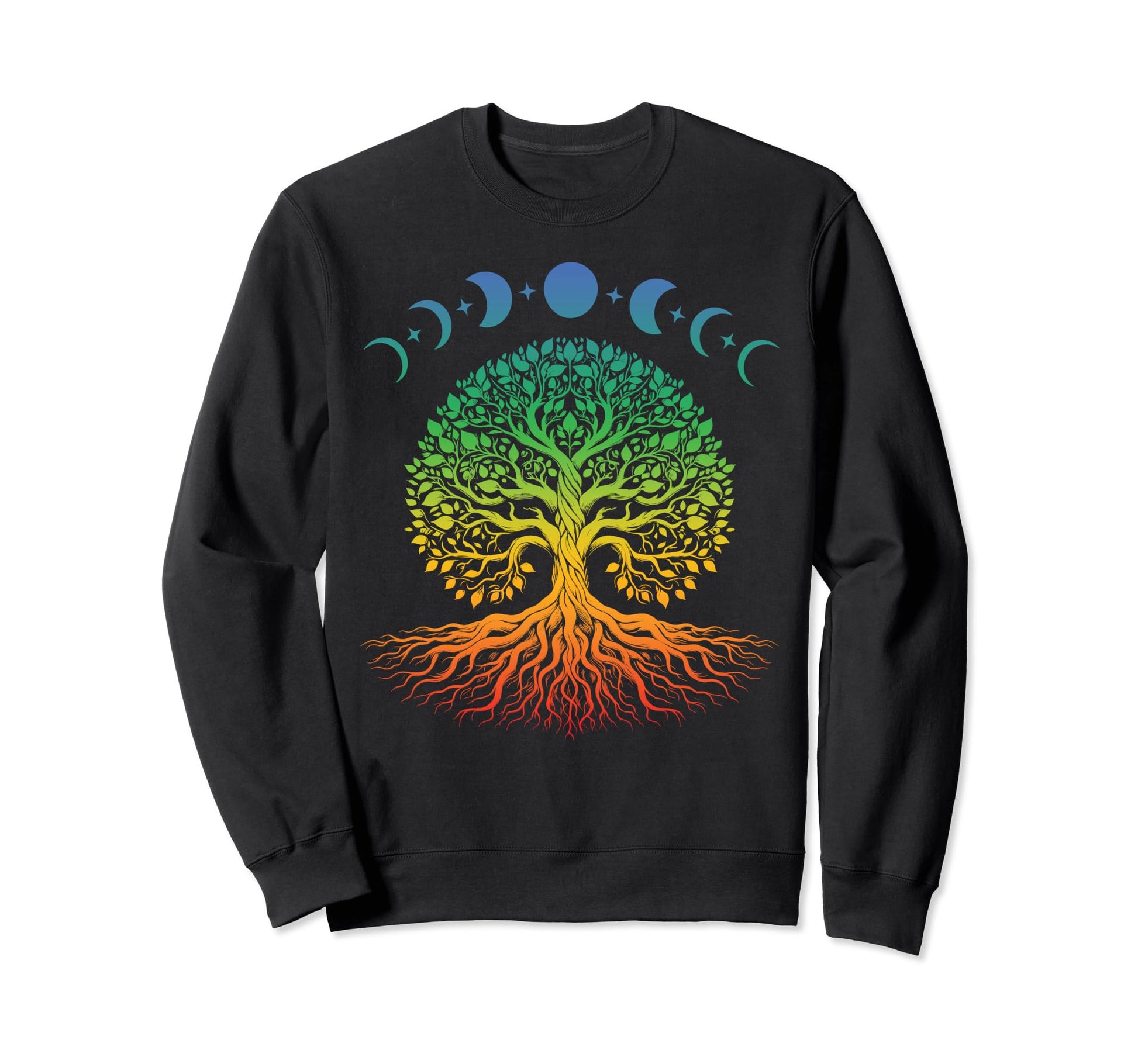 Tree Life Celestial Moon Phase Rainbow Sweatshirt - Custom Art Print Unisex - T-Shirt, Sweatshirt, Hoodie