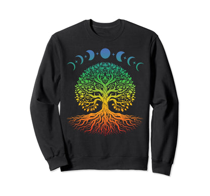 Tree Life Celestial Moon Phase Rainbow Sweatshirt - Custom Art Print Unisex - T-Shirt, Sweatshirt, Hoodie