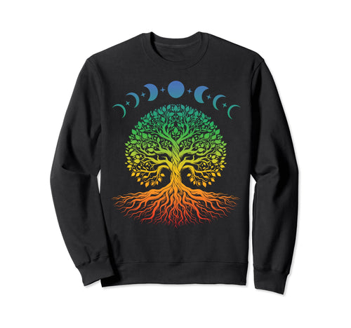 Tree Life Celestial Moon Phase Rainbow Sweatshirt - Custom Art Print Unisex - T-Shirt, Sweatshirt, Hoodie