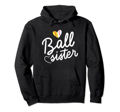 Baseball And Softball Sister Funny Hoodie - Minimalist Print for Adults - T-Shirt, Sweatshirt, Hoodie