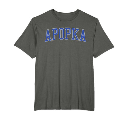 Apopka Fl Distressed Blue Varsity T-Shirt - Minimalist Print Men Women - T-Shirt, Sweatshirt, Hoodie