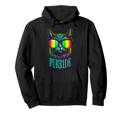 Pride Month Cat Purride Gay Lgbtq Rainbow Hoodie - Novelty Apparel Unisex - T-Shirt, Sweatshirt, Hoodie