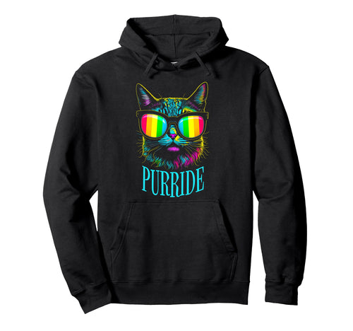 Pride Month Cat Purride Gay Lgbtq Rainbow Hoodie - Novelty Apparel Unisex - T-Shirt, Sweatshirt, Hoodie
