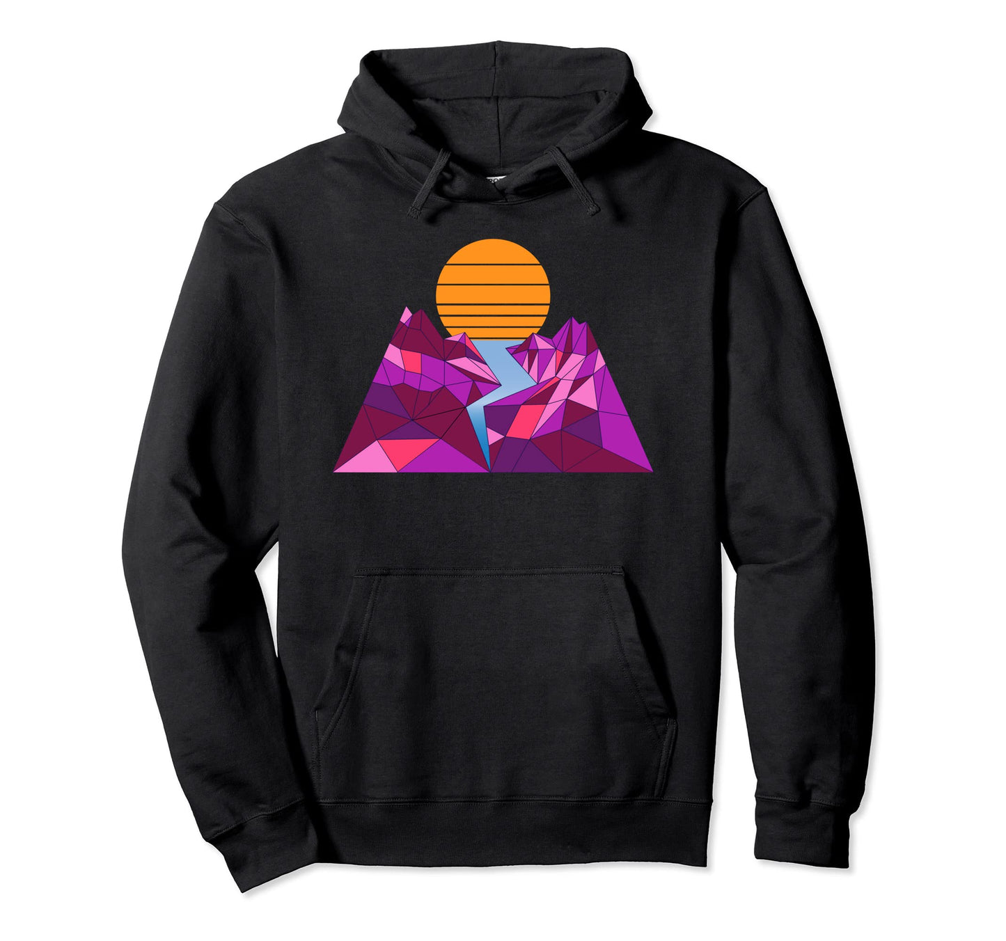 Retrowave Mountain Sun Hoodie - Casual Everyday Wear for Adults - T-Shirt, Sweatshirt, Hoodie