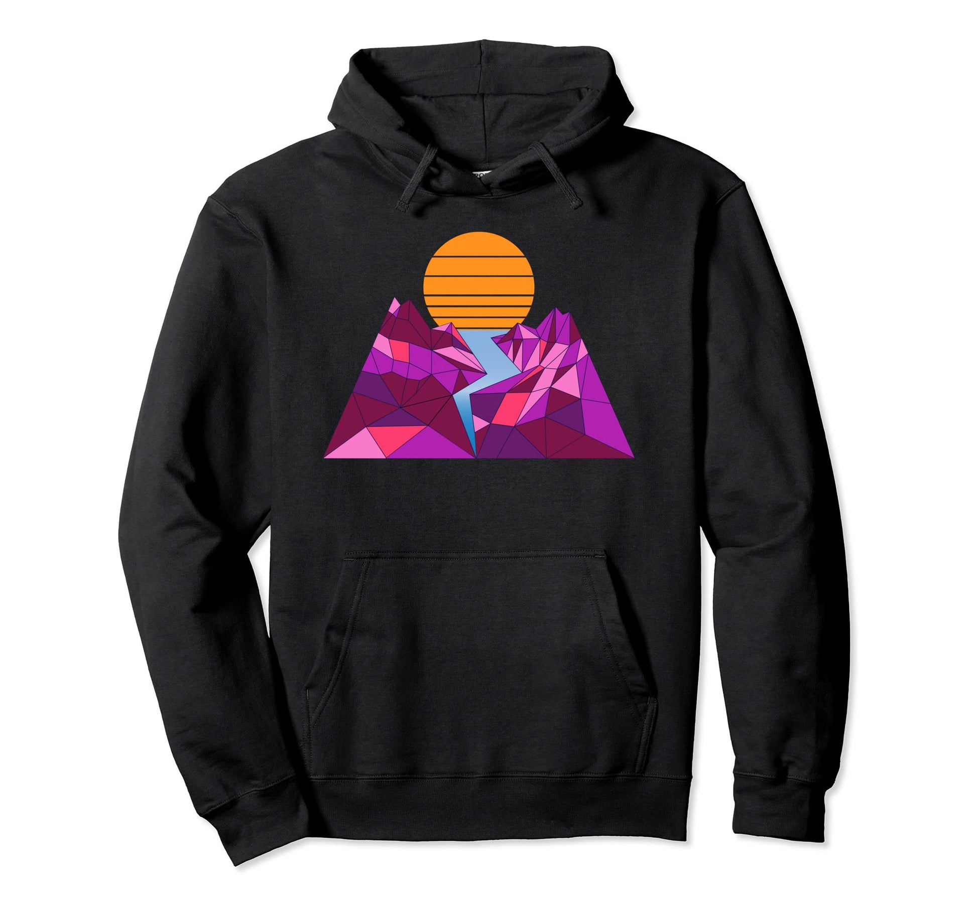 Retrowave Mountain Sun Hoodie - Casual Everyday Wear for Adults - T-Shirt, Sweatshirt, Hoodie