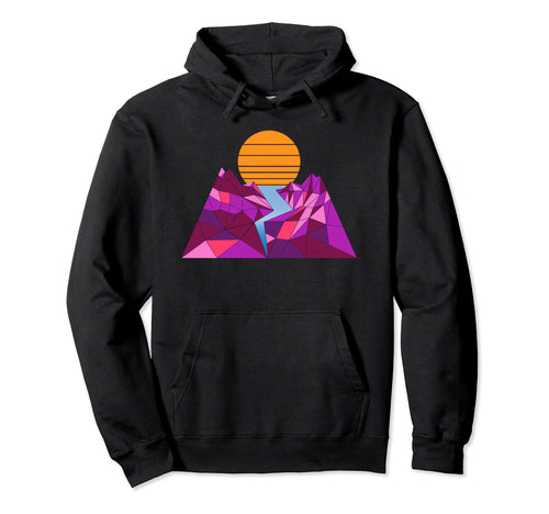 Retrowave Mountain Sun Hoodie - Casual Everyday Wear for Adults - T-Shirt, Sweatshirt, Hoodie