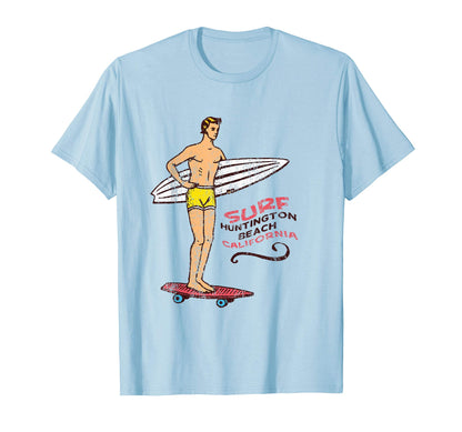 Huntington Beach Surf Surfboard 60S 70S T-Shirt - Trendy Graphic Men Women - T-Shirt, Sweatshirt, Hoodie