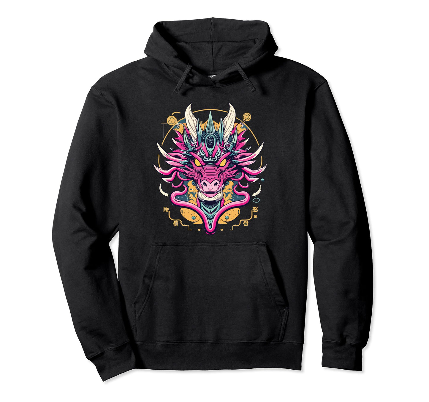 Dragon Techno Vaporwave Anime Hoodie - Custom Art Print for Adults - T-Shirt, Sweatshirt, Hoodie