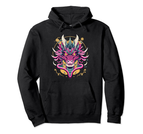 Dragon Techno Vaporwave Anime Hoodie - Custom Art Print for Adults - T-Shirt, Sweatshirt, Hoodie