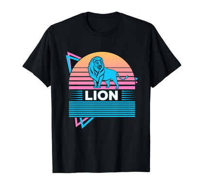 Lion Vaporwave Aesthetic T-Shirt - Minimalist Print Unisex - T-Shirt, Sweatshirt, Hoodie