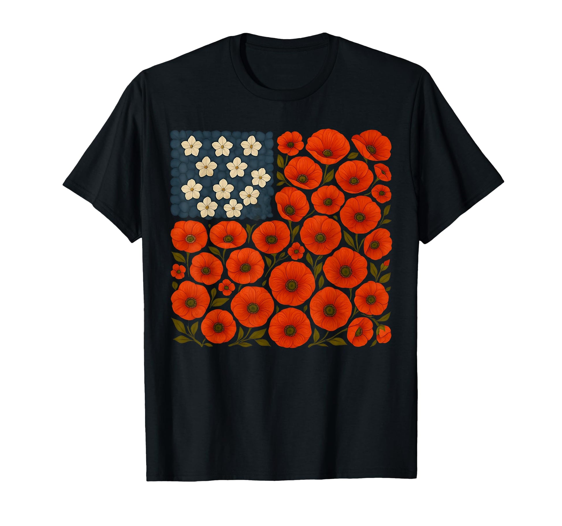 Flower Usa Flag Boho 4Th July American T-Shirt - Graphic Print Men Women - T-Shirt, Sweatshirt, Hoodie