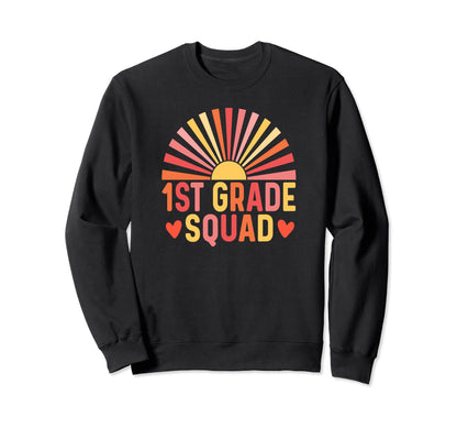 1St Grade Squad Teacher Rainbow Sweatshirt - Custom Art Print for Adults - T-Shirt, Sweatshirt, Hoodie