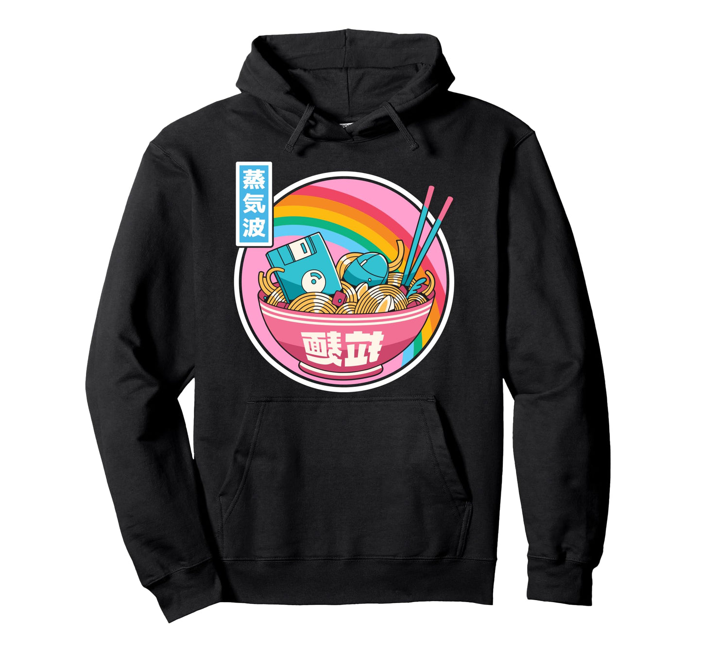 Digital Ramen Bowl Japan Pastel Hoodie - Aesthetic Graphic for Adults - T-Shirt, Sweatshirt, Hoodie
