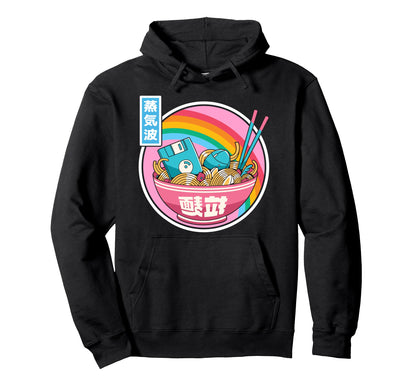 Digital Ramen Bowl Japan Pastel Hoodie - Aesthetic Graphic for Adults - T-Shirt, Sweatshirt, Hoodie