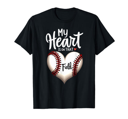 My Heart Is That Field Softball Dad T-Shirt - Custom Art Print Men Women - T-Shirt, Sweatshirt, Hoodie