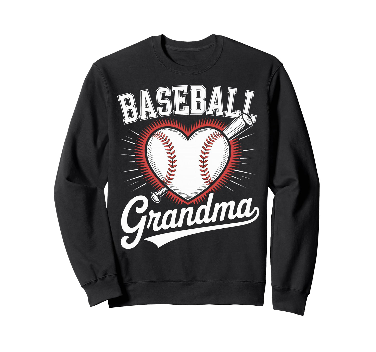 Baseball Grandma Heart And Bat Sweatshirt - Novelty Apparel Men Women - T-Shirt, Sweatshirt, Hoodie