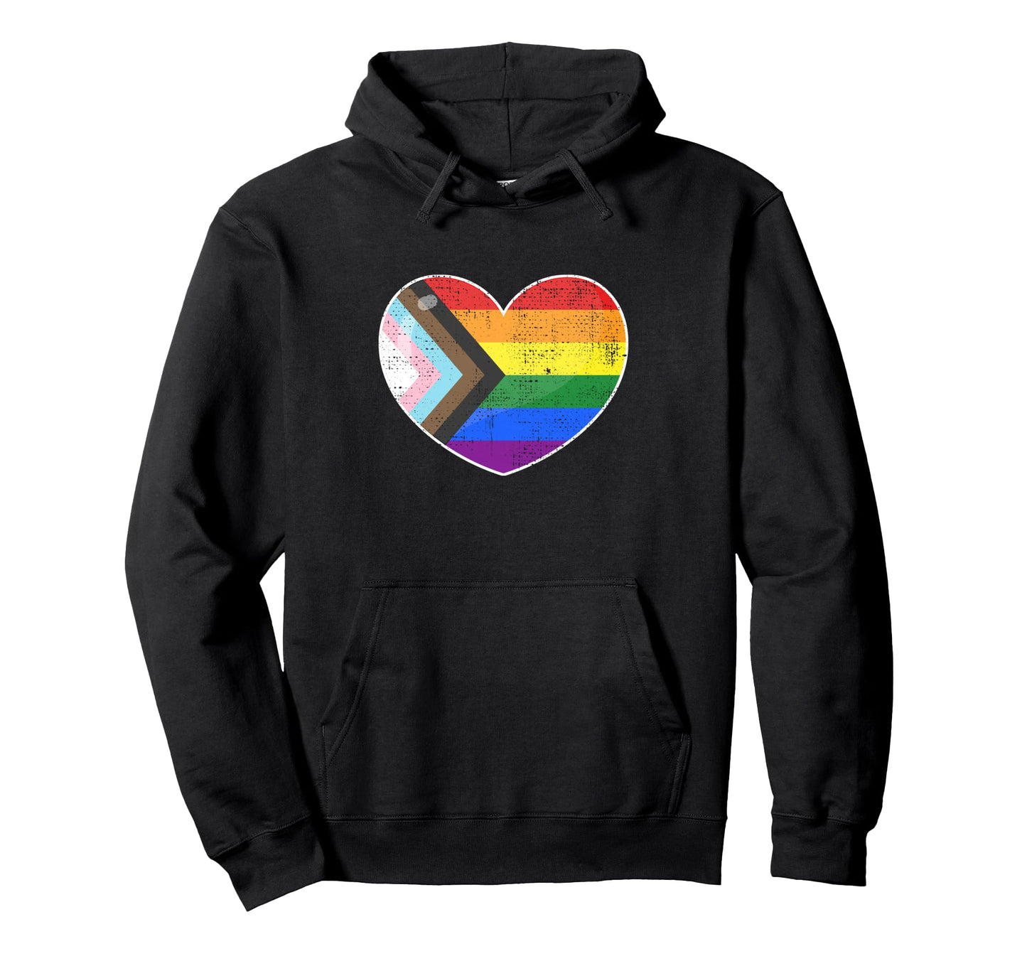 Progressive Rainbow Pride Flag Heart Hoodie - Minimalist Print Unisex - T-Shirt, Sweatshirt, Hoodie