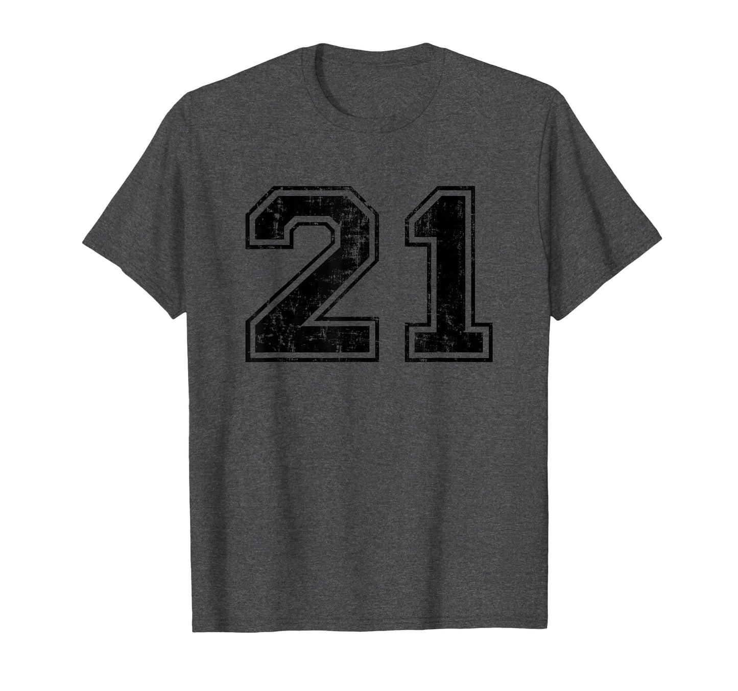 Number 21 Varsity Distressed Sport Team T-Shirt - Trendy Graphic Unisex - T-Shirt, Sweatshirt, Hoodie