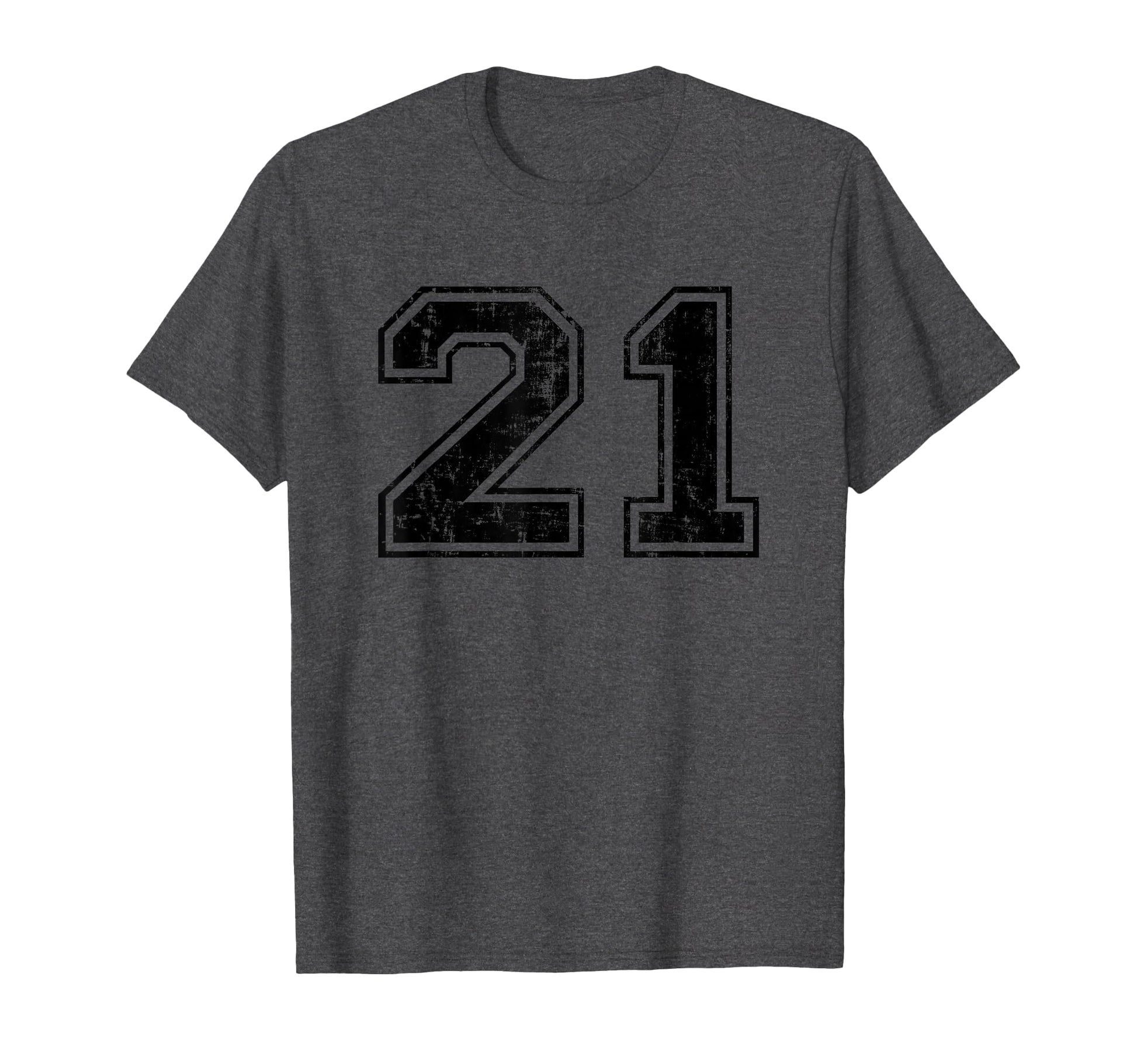 Number 21 Varsity Distressed Sport Team T-Shirt - Trendy Graphic Unisex - T-Shirt, Sweatshirt, Hoodie