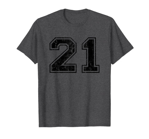 Number 21 Varsity Distressed Sport Team T-Shirt - Trendy Graphic Unisex - T-Shirt, Sweatshirt, Hoodie