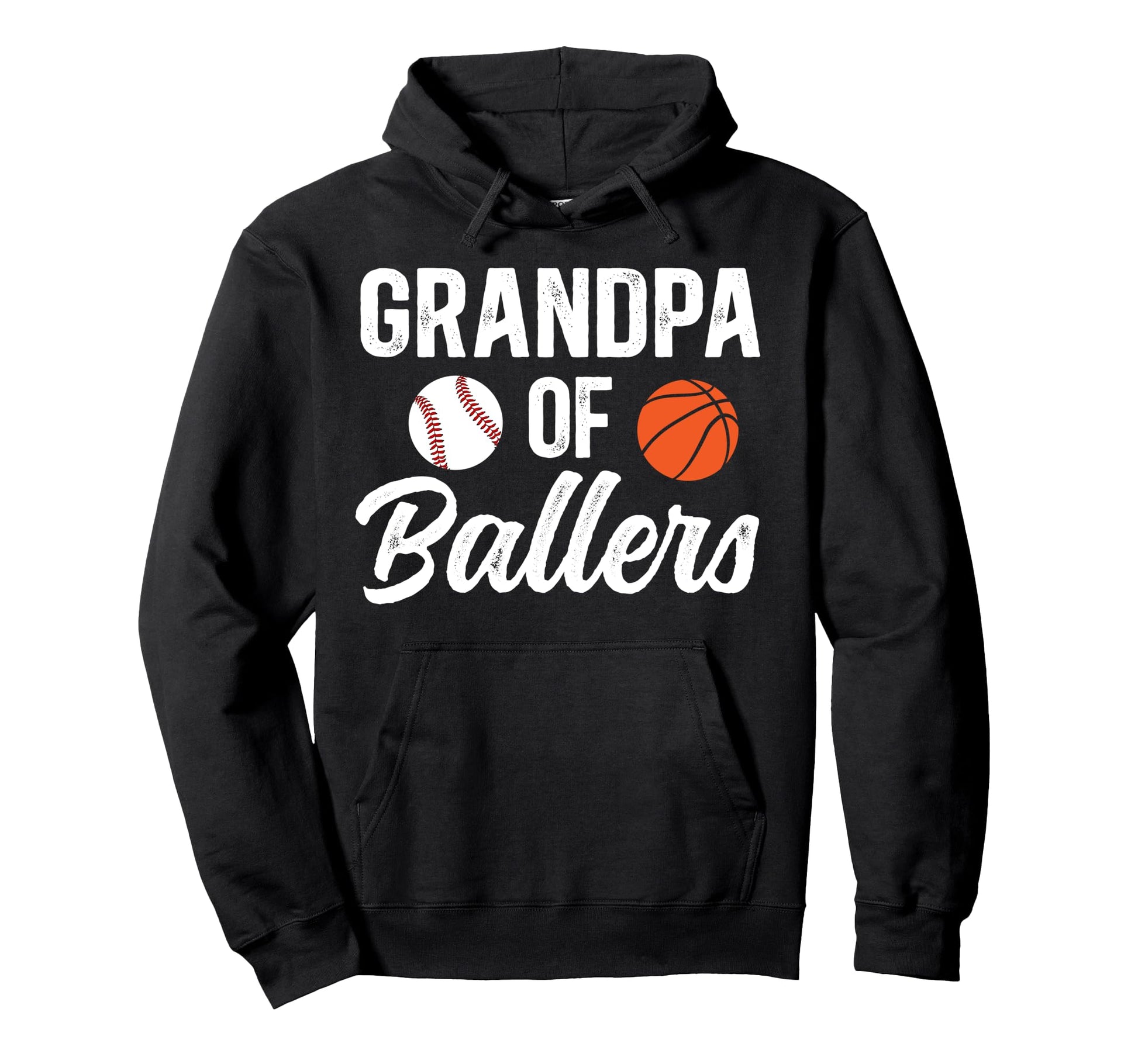 Grandpa Ballers Baseball Basketball Hoodie - Minimalist Print for Adults - T-Shirt, Sweatshirt, Hoodie