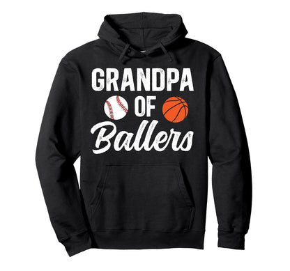 Grandpa Ballers Baseball Basketball Hoodie - Minimalist Print for Adults - T-Shirt, Sweatshirt, Hoodie