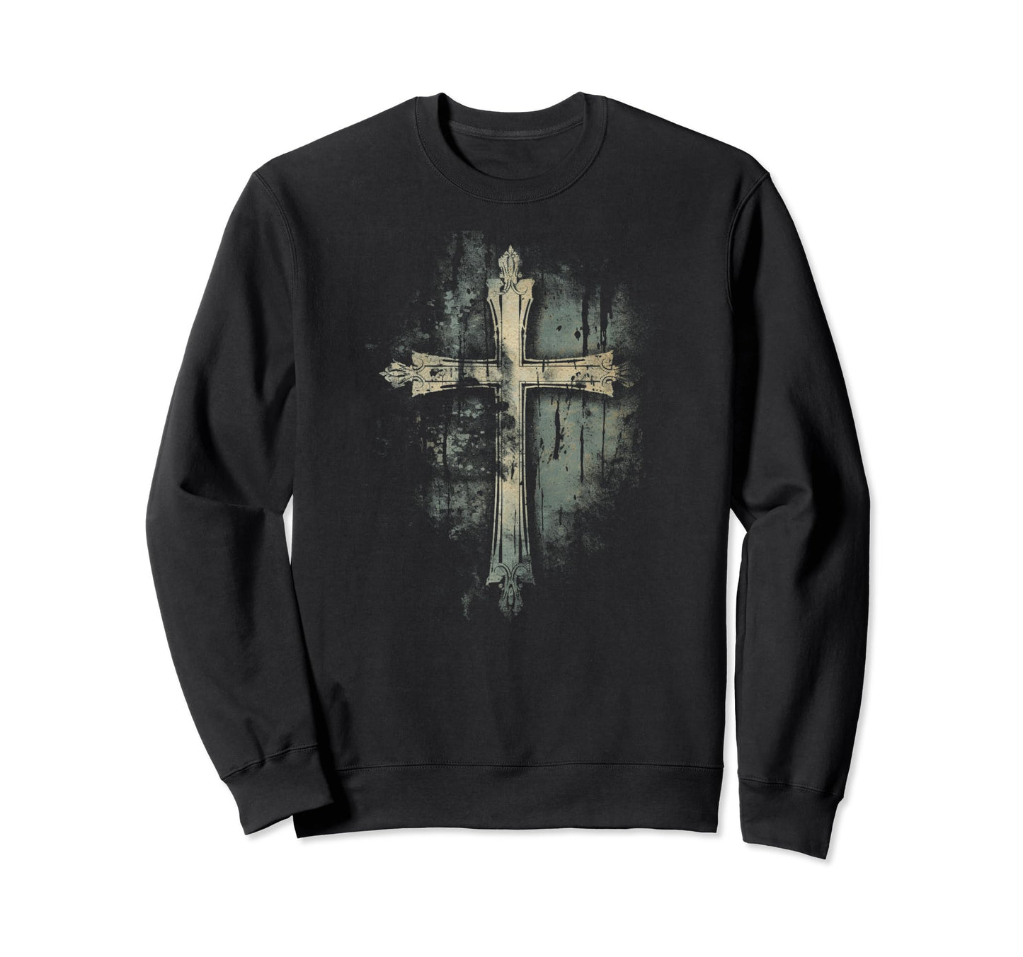 Cross Distressed 90S Goth Grunge Sweatshirt - Novelty Apparel for Adults - T-Shirt, Sweatshirt, Hoodie
