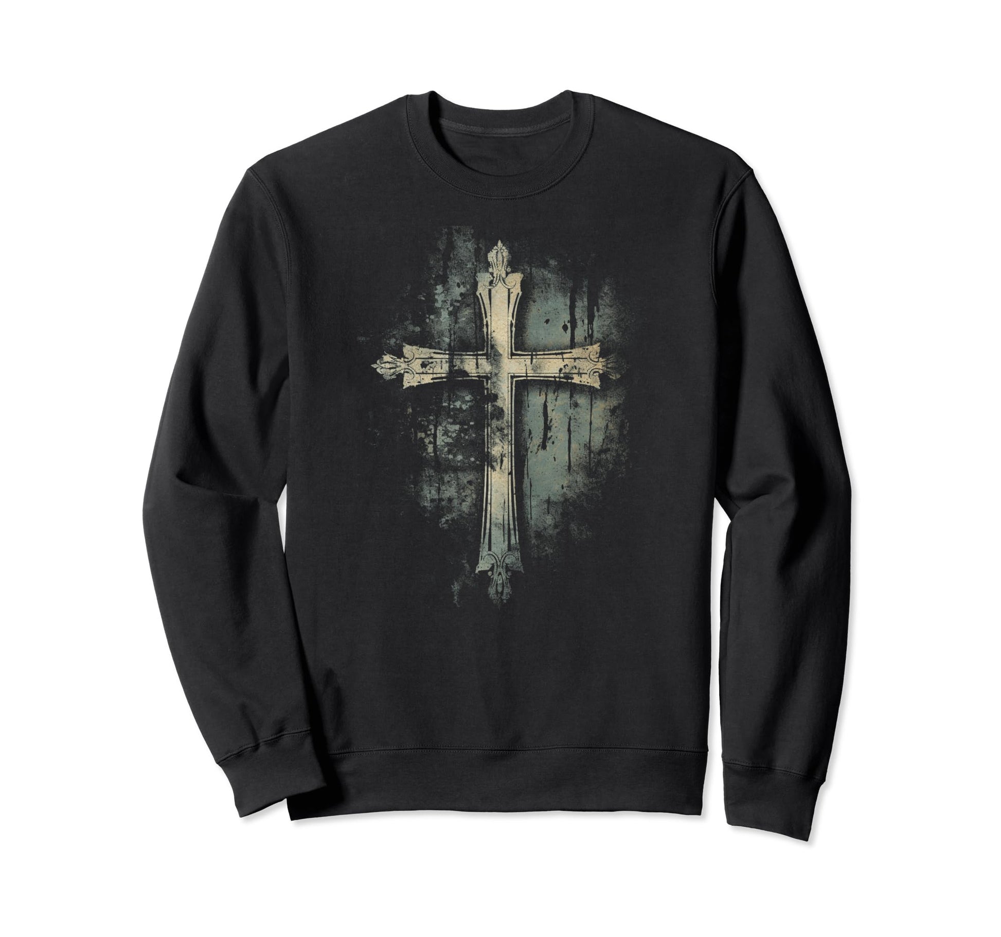 Cross Distressed 90S Goth Grunge Sweatshirt - Novelty Apparel for Adults - T-Shirt, Sweatshirt, Hoodie