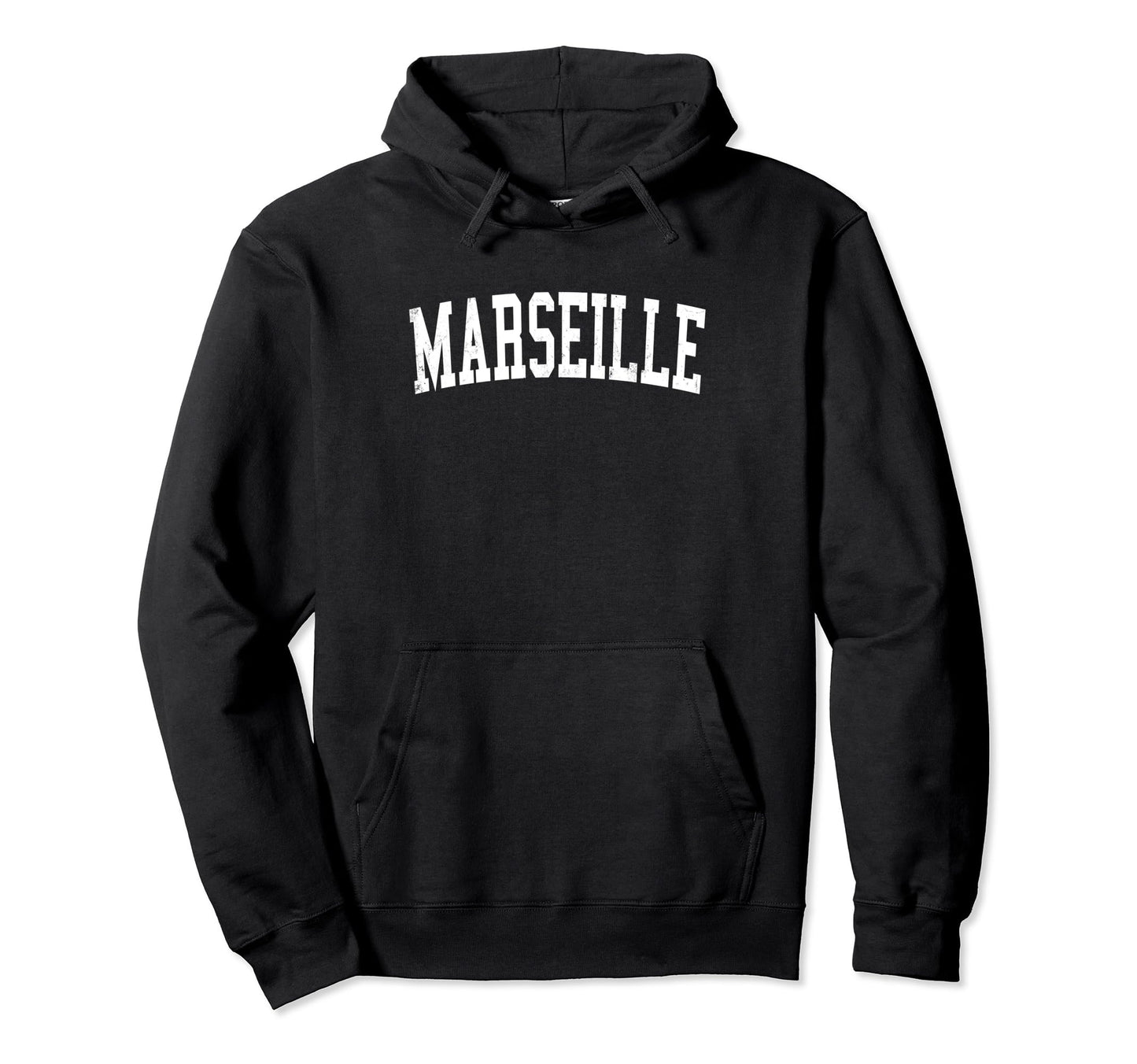 Marseille France Distressed White Hoodie - Fun Novelty Design for Adults - T-Shirt, Sweatshirt, Hoodie