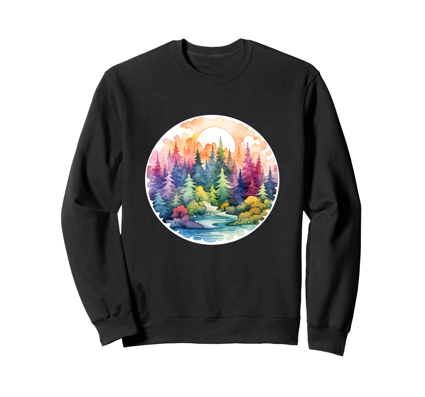 Forest Watercolor Rainbow Sweatshirt - Fun Novelty Design Men Women - T-Shirt, Sweatshirt, Hoodie