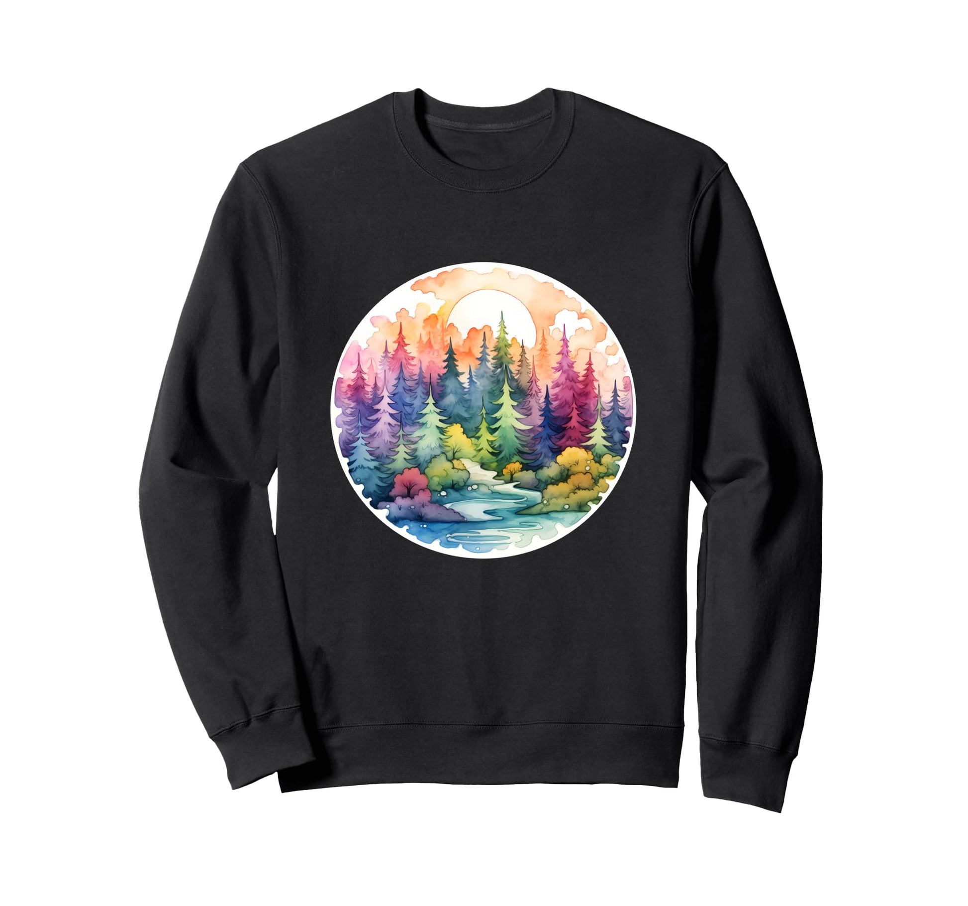 Forest Watercolor Rainbow Sweatshirt - Fun Novelty Design Men Women - T-Shirt, Sweatshirt, Hoodie