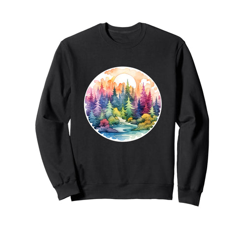 Forest Watercolor Rainbow Sweatshirt - Fun Novelty Design Men Women - T-Shirt, Sweatshirt, Hoodie