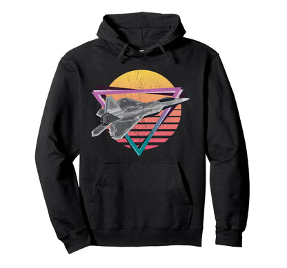 F 22 Raptor Fighter Jet Vaporwave Hoodie - Trendy Graphic Men Women - T-Shirt, Sweatshirt, Hoodie
