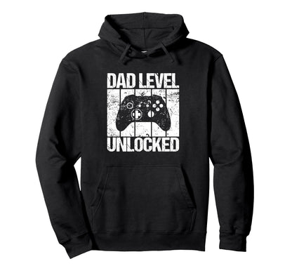 Dad Level Unlocked Gaming Controller Hoodie - Trendy Graphic Unisex - T-Shirt, Sweatshirt, Hoodie