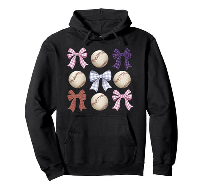 Baseball Coquette Bow Mom Sister Hoodie - Minimalist Print Men Women - T-Shirt, Sweatshirt, Hoodie
