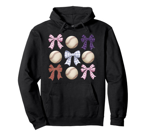 Baseball Coquette Bow Mom Sister Hoodie - Minimalist Print Men Women - T-Shirt, Sweatshirt, Hoodie