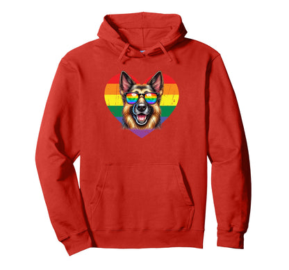 Rainbow Love Heart Dog Pride Lgbt Hoodie - Streetwear Style for Adults - T-Shirt, Sweatshirt, Hoodie