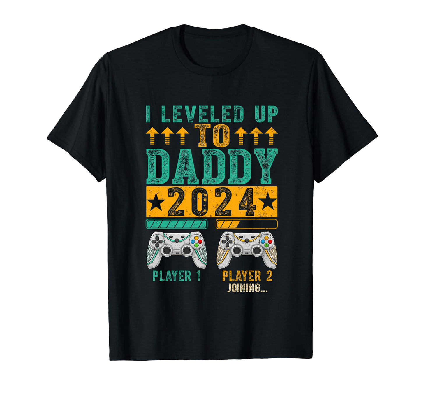 I Leveled Up To Daddy 2024 Fathers T-Shirt - Fun Novelty Design for Adults - T-Shirt, Sweatshirt, Hoodie